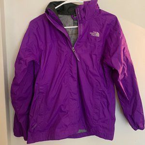 NorthFace Rain Jacket w Hood, Purple - Size L (14/16)/Women's XXS